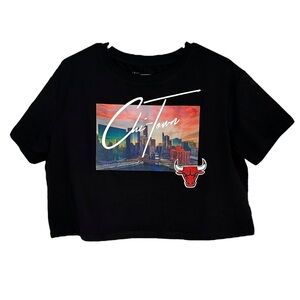 Pro Standard Chicago Bulls Cityscape Boxy Crop Top Shirt Women's Size Small NBA
